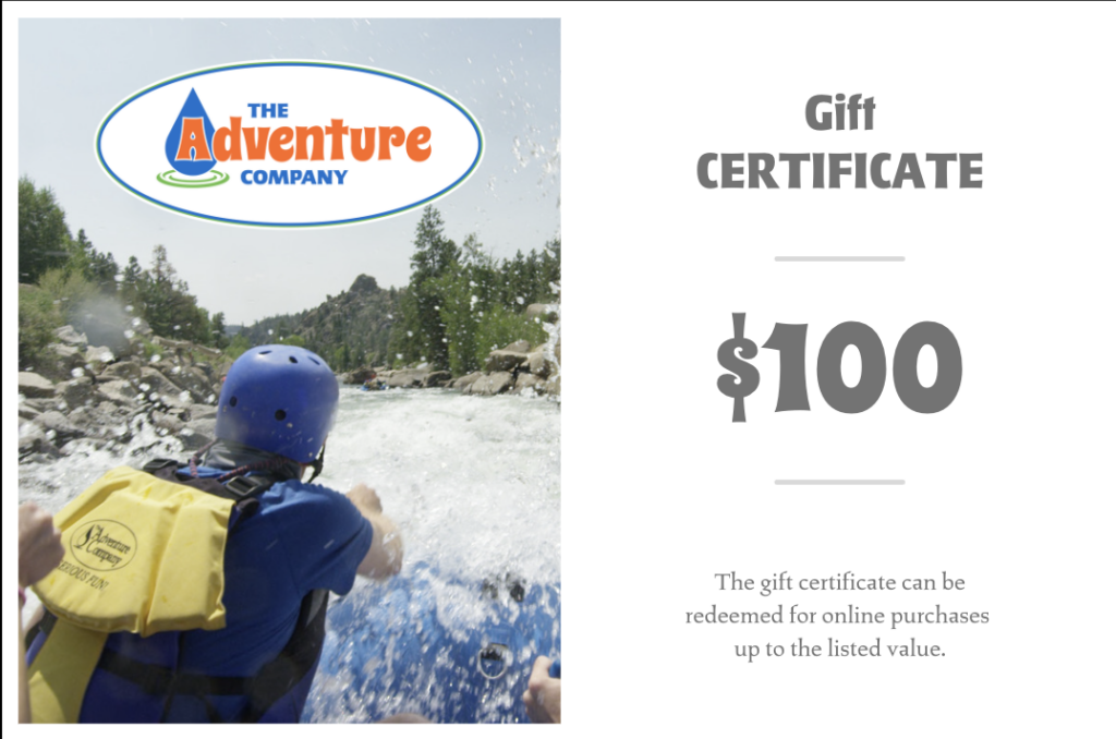 gift certificate browns canyon rafting